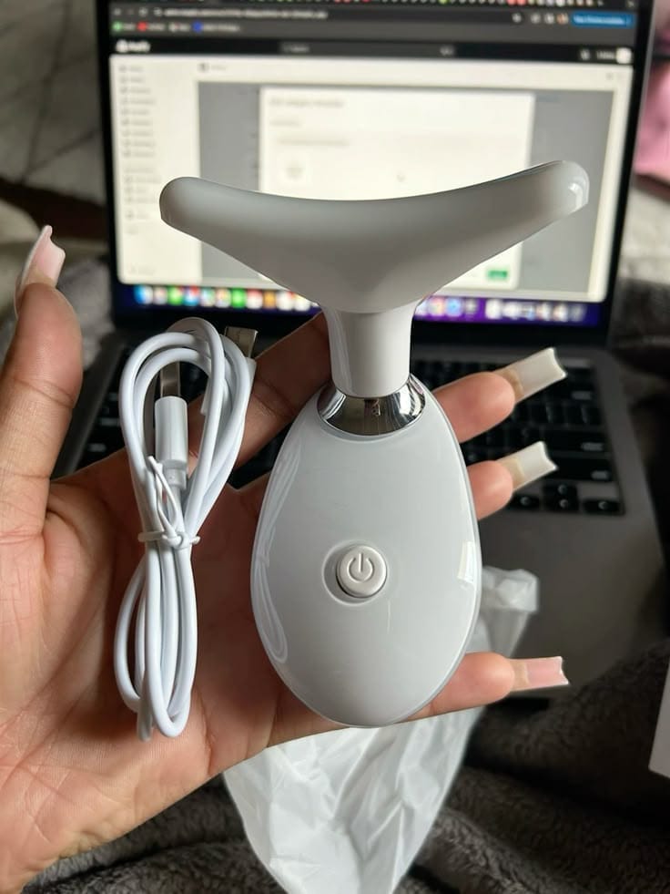 Facial Massager, Anti-Wrinkle Face and Neck Vibrating Aesthetic Treatment with LED Light